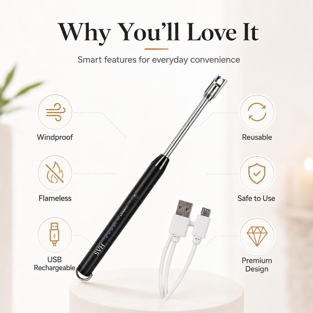 Sunverse Magic™ Rechargeable Plasma Lighter – Windproof & Flameless