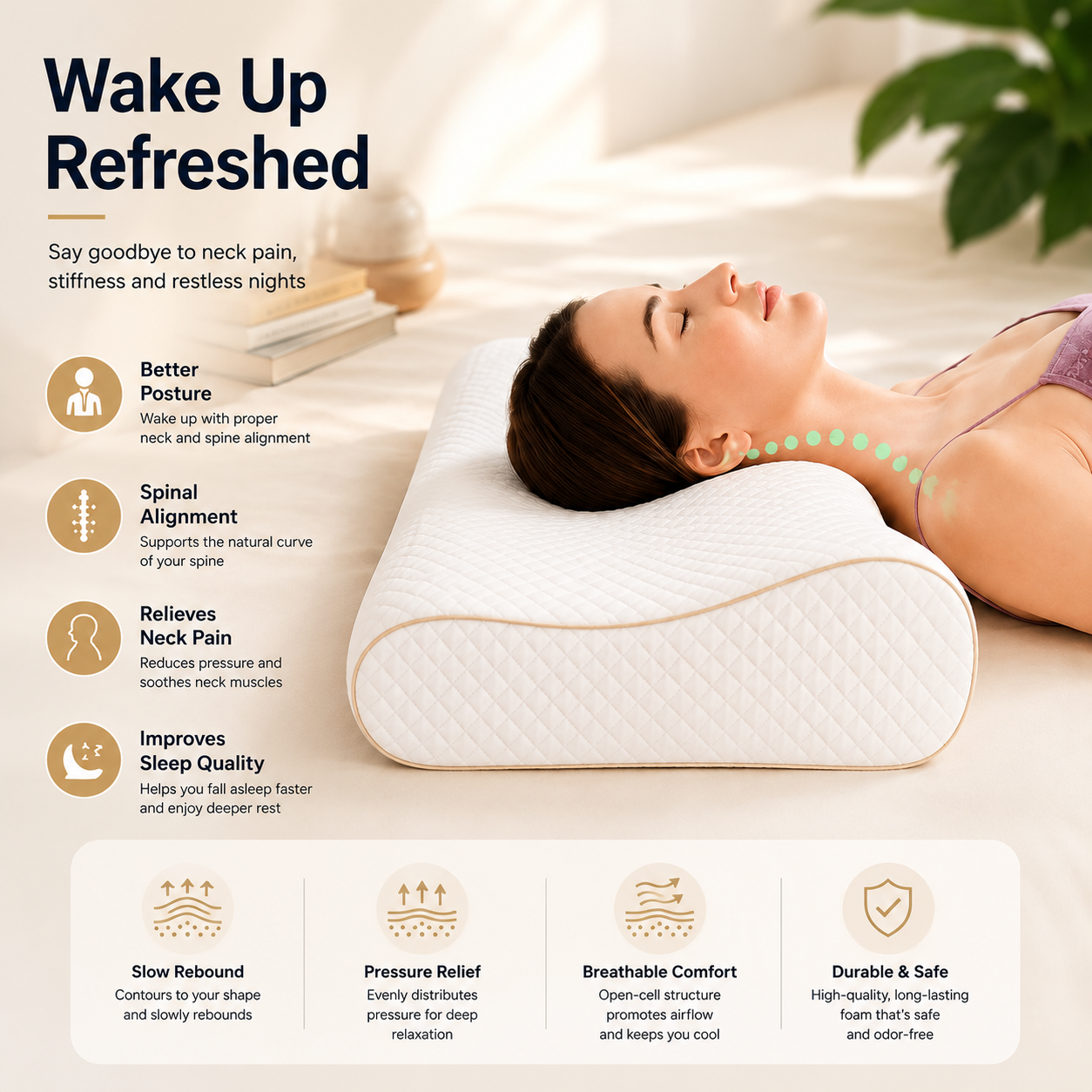 Sunverse Magic™ DreamAlign™ Pro Ergonomic Cervical Memory Foam Pillow